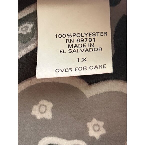 Coral Bay Plus Black & White Paisley Faux 2 Pc Top 1X Lightweight Womens Blouse - Picture 5 of 10